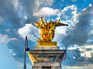 angels and gold statue in Paris, France