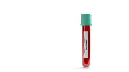 3D rendering of a test tube for covid 19 blood test