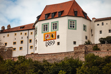 Veste Oberhaus and Veste Niederhaus near the river danube in Passau, Germany.