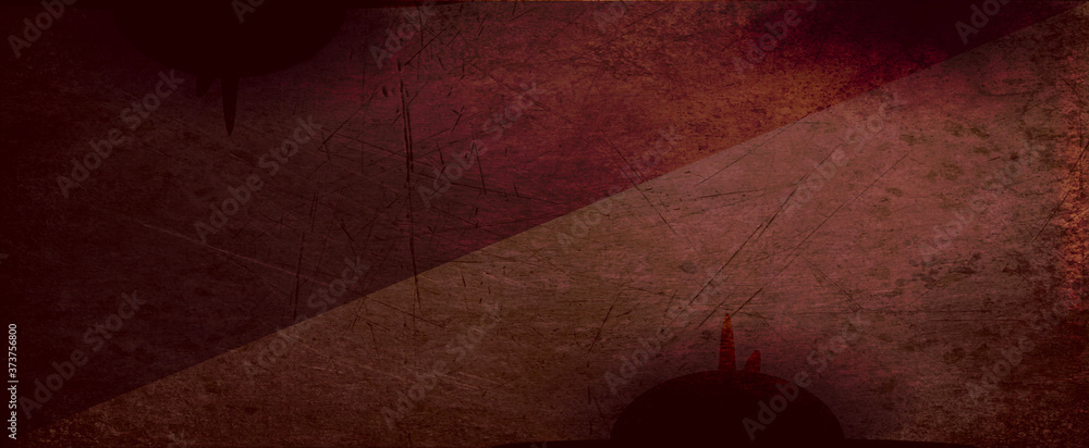 Poster abstract red background with black grunge borders, triangle shapes in red transparent layers with an