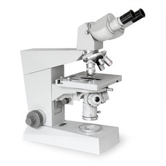 Microscope on white background