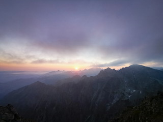Sunrise over the Tatra Mountains Poland Rysy.