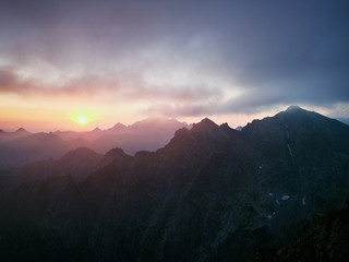 Obraz premium Sunrise over the Tatra Mountains Poland Rysy.