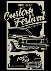 custom festival,  illustration of classic race car