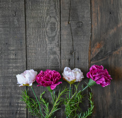 Flowers on wooden table