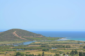 view from castle at posada, sardinia, italy