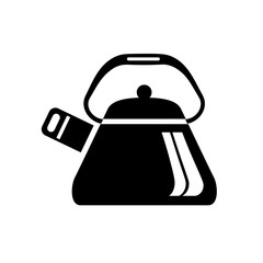 Obraz premium Teapot steel vector icon simple black style. Laconic simple design for the application. Ideal for hot liquids