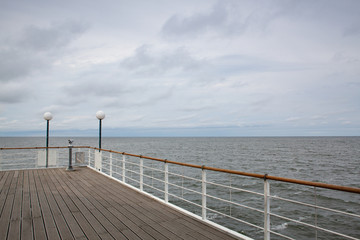 Detail of empty Heringsdorf Pier in Germany