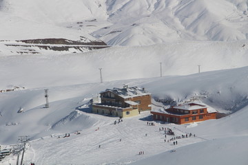 a mountain top ski resort
