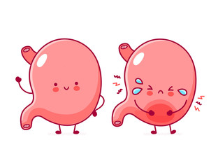 Cute happy and sad funny stomach organ