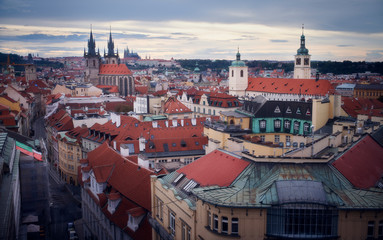 Naklejka na ściany i meble Cityscape of Prague from the Powder Tower.