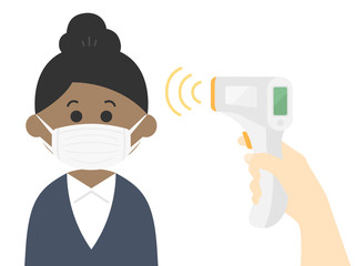 検温される黒人ビジネスウーマンのイラスト