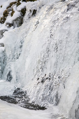 Fototapeta na wymiar Winter Landscape With Frozen Waterfall. High quality photo