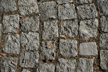 Gray cobblestone artistically laid in a park in Bavaria