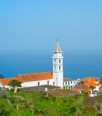 Landscape village church ocean Madeira