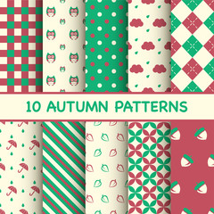 Set of the autumn theme patterns. Vector illustration.