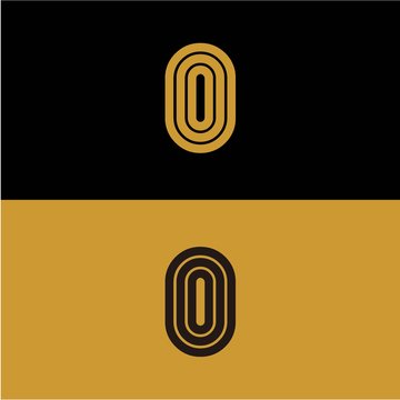 Initial O letter monogram linear pattern, gold and black parallel lines creative geometric shapes, simple minimalist style identity signs, trendy wedding emblems, logos and more.