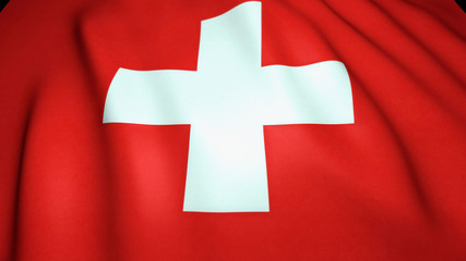 Waving realistic Switzerland flag on background, 3d illustration