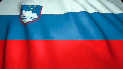 Waving realistic Slovenia flag on background, 3d illustration