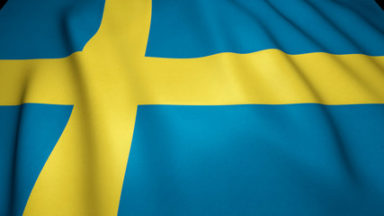 Waving realistic Sweden flag on background, 3d illustration