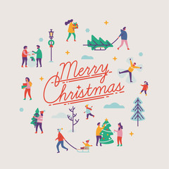 Merry Christmas vector minimalistic background or design design element