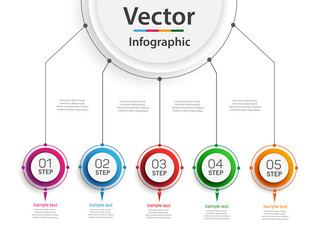 Business infographic template with 5 steps or options for diagram, workflow, timeline, web design 