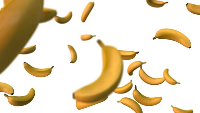 Abstract animation - Bananas background. Bananas rotating. 3d seamless loopable animation