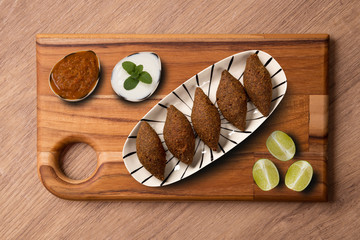Arabic appetizer kibbeh . top view