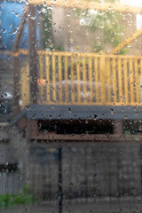 rain drops on the window blured background. storm francis