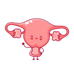 Cute happy funny woman uterus organ