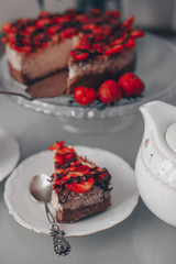 chocolate cake with strawberries