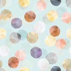 Seamless pattern with watercolor round brush strokes. Pastel colors.