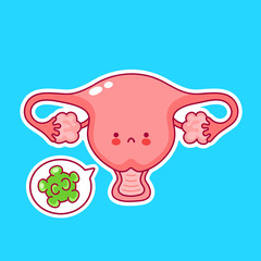 Cute happy funny woman uterus organ