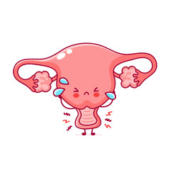 Cute sad funny woman uterus organ