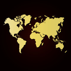 Fototapeta na wymiar world map on brown background