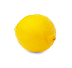 Fresh ripe whole lemon isolated on white background. Lemon fruit isolated on white, refresh citrus, clipping path. Can be used for package, cosmetics, web, design