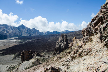 View from Teide volcano, mountain landscape in Tenerife island.