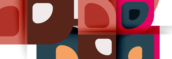 Set of vector modern geometric abstract backgrounds with repeating abstract round shapes patterns and shadow effects