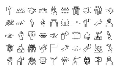 bundle of fifty protest set icons