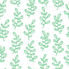 Vector seamless floral pattern with hand drawn small branches. Cute simple design for wallpaper, fabric, textile, wrapping paper