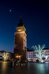 Fototapeta na wymiar Night view of the marketplace of Cracow, Poland