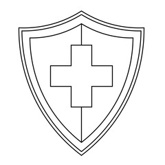 Fototapeta premium Immune system, medical shield icon in trendy flat style design