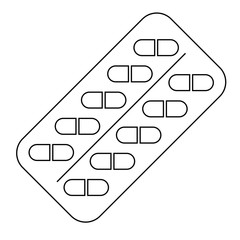 Pills in a blister pack. Flat illustration of capsules icon for web design