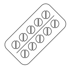 Pills in a blister pack. Flat illustration of capsules icon for web design