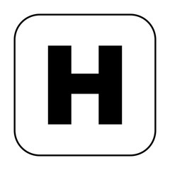 Simple hospital icon. Sign, logo in building or web site