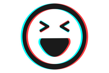 Fototapeta Smile or Emoji icon illustration in blue red and white colors obraz