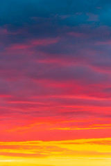 View of colorful sunset in the sky
