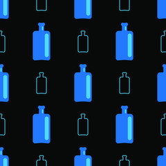 seamless pattern with the image of blue bottles for various drinks and perfumes
