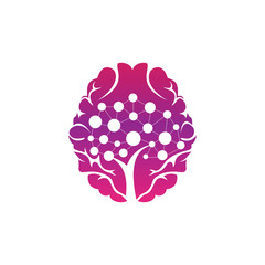 Brain technology vector logo design. Robotic Brain logo template.