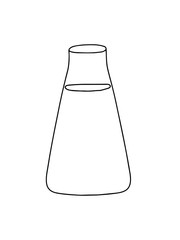 Vector outline illustration of witch poison bottle, fiol for making magic, cooking a potion, simple doodle hand drawn image, black and white drawing for Halloween holiday celebrations